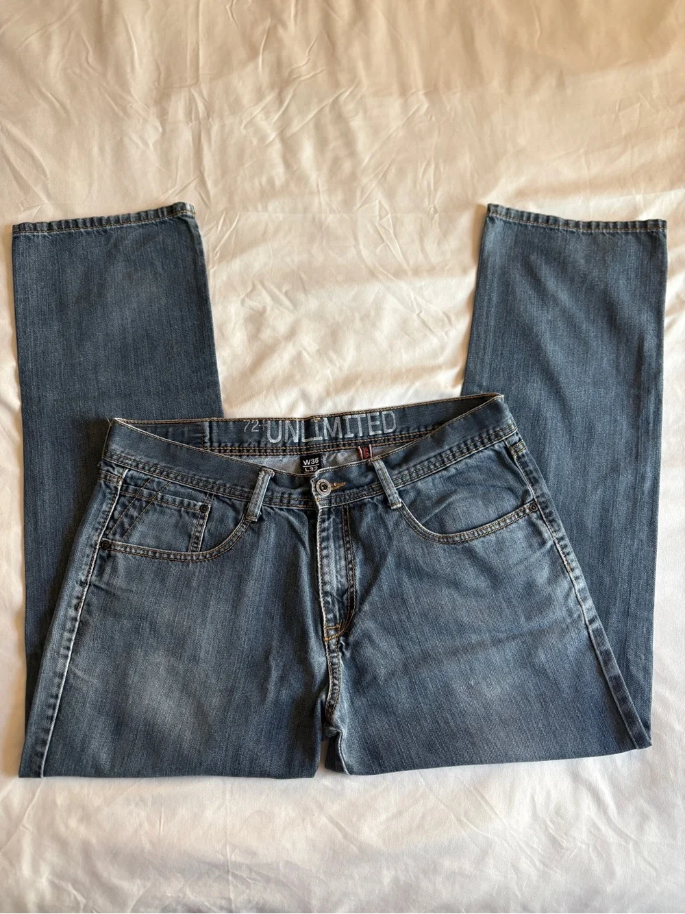 Ecko Unlimited Light Wash Straight Leg Jeans Streetwear Y2K Hip Hop Menswear